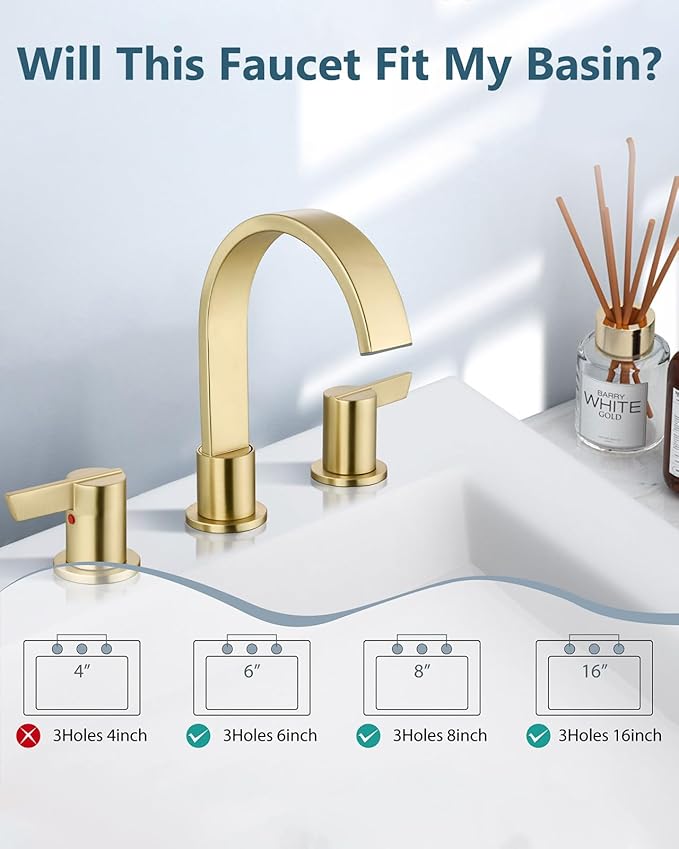 Aolemi Bathroom Faucets 3 Hole, 8 Inch Widespread Waterfall Bathroom Sink Faucet - Image 4