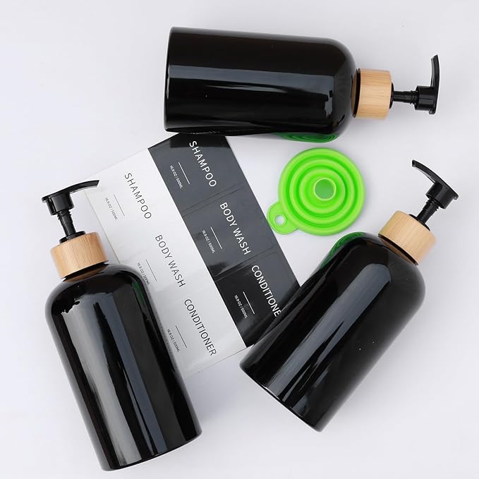 Shampoo and Conditioner Dispenser, Refillable Plastic Shampoo Pump Bottles - Image 7