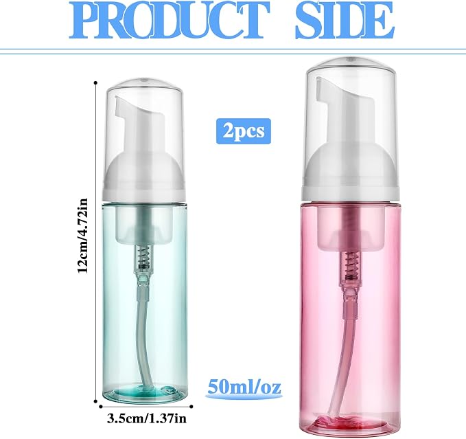 2 Pack Foam Pump Bottle Travel 60 ml/2 oz Small Size Mousse Foam Soap Dispenser - Image 2