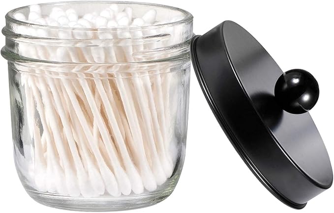 Amolliar Mason Jar Bathroom Accessories Set -Lotion Soap Dispenser &Cotton Swab - Image 5