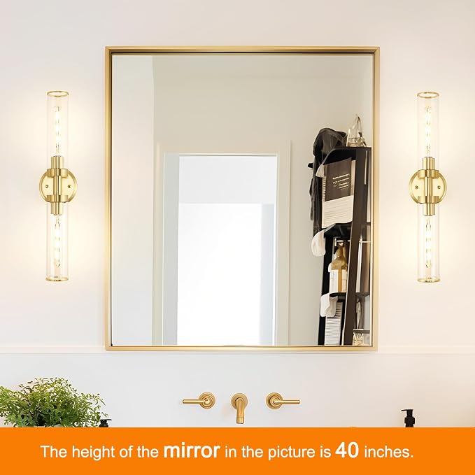 Antique Gold Wall Sconces Set of 2, Modern Bathroom Vanity Lights - Image 2