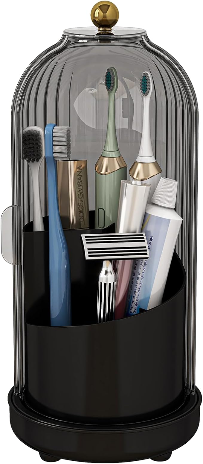 Toothbrush Holders with Cover, Drainage Rotating Electric Toothbrush Organizer by Zufudo