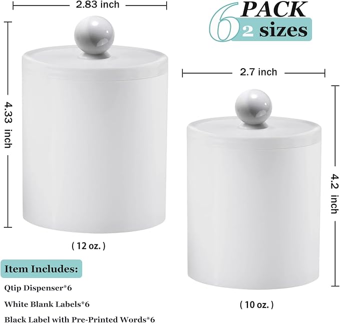 SheeChung 6 Pack White Acrylic Apothecary Jars - Image 2