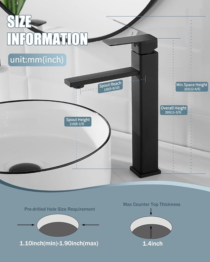 Bathroom Faucets, Matte Black Bathroom Faucet - Image 8