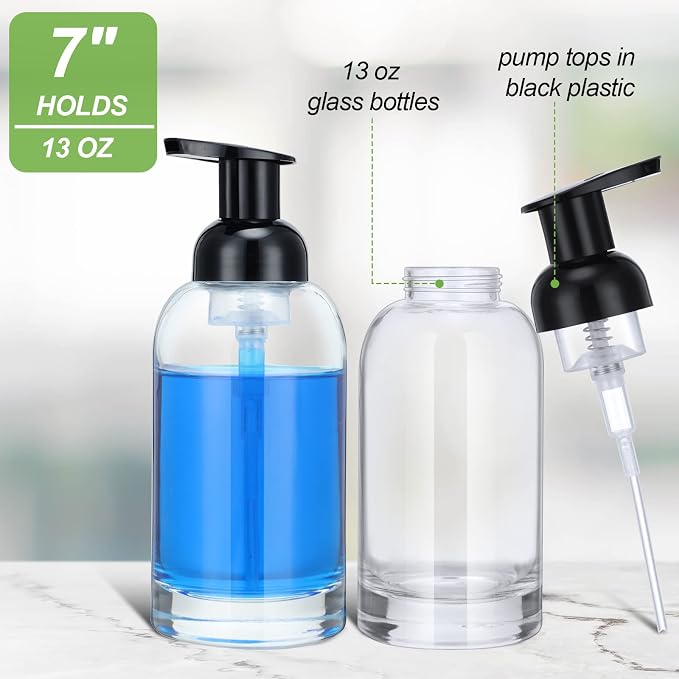 Eccliy 4 Pack 13 Oz Clear Glass Jar Soap Dispenser - Image 3