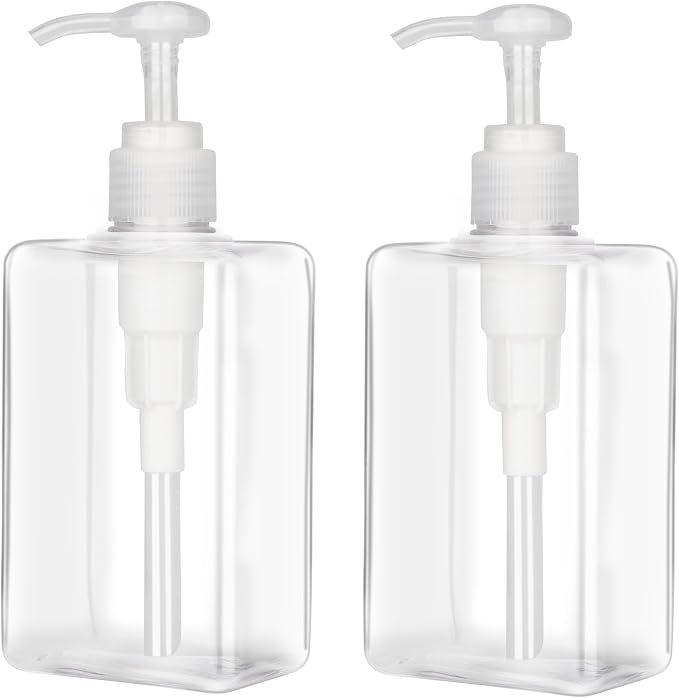 280ml Pump Bottle Dispenser Jansburg 2 Pack Refillable Flat Square Plastic by Jansburg