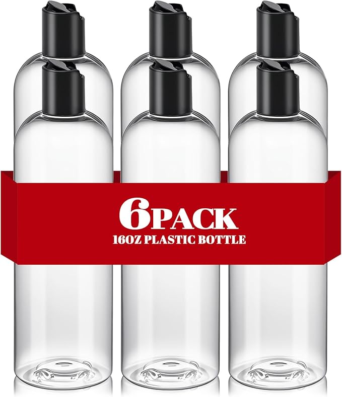 6 Pcs 16 oz Clear Plastic Empty Bottles by DPLASKA
