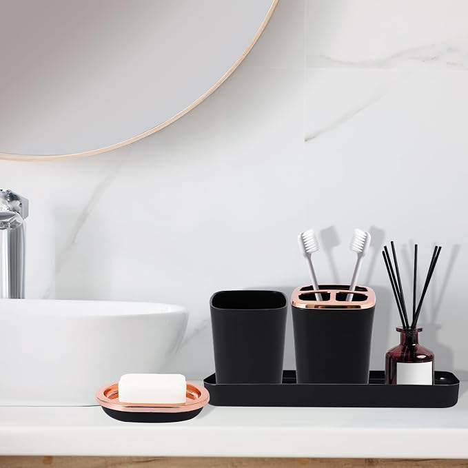 Black Bathroom Accessories, 9-Piece Black Bathroom Set - Image 7