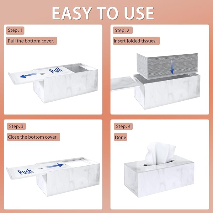 SILUT Tissue Box Cover Rectangle, Marble Texture Tissue Box Holder, Decorative - Image 7