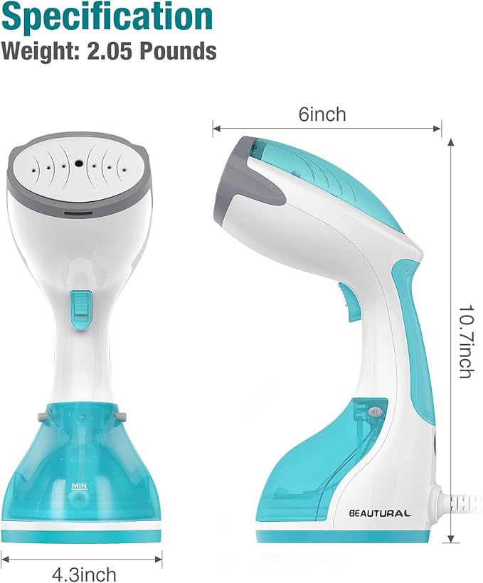 BEAUTURAL Steamer for Clothes, Portable Handheld Garment Fabric Wrinkles Remover - Image 7