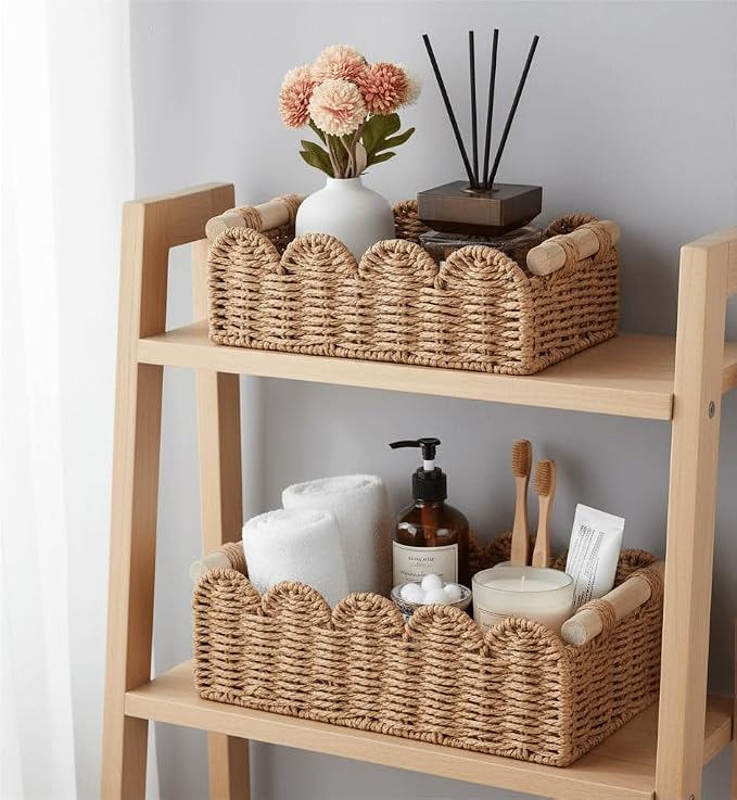 CubesLand Toilet Paper Storage Organizer Basket, Scalloped Decorative Baskets - Image 2
