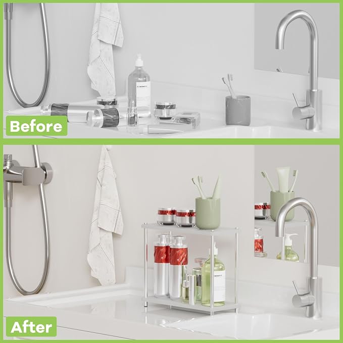 Bathroom Countertop Organizer Water Absorbing Stone Bathroom Organizer 2 Tier - Image 4
