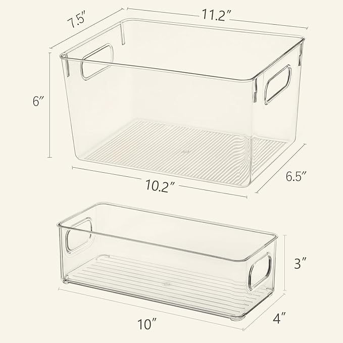 Clear Storage Bins 8 Pack for Pantry Organizers, 4 Large Plastic Pantry - Image 4