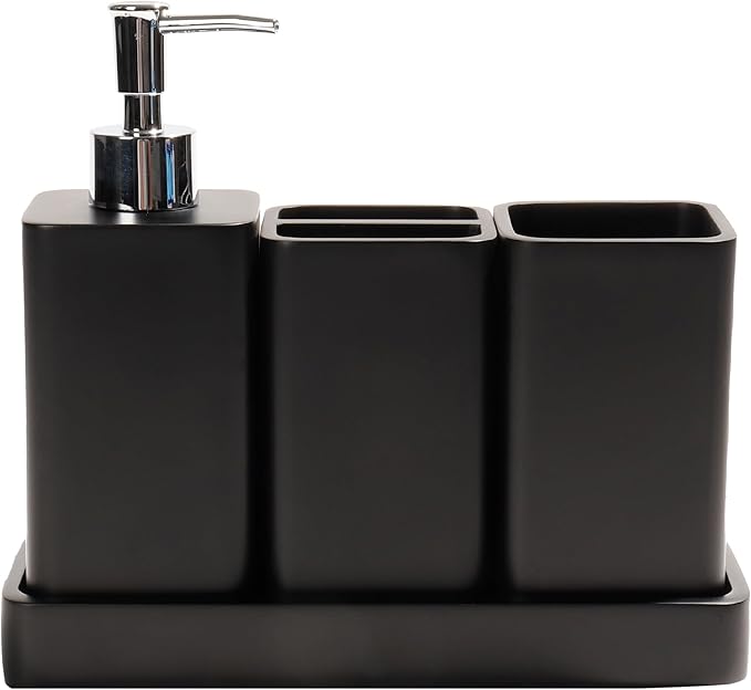Bathroom Accessories Set, Soap Dispenser, Toothbrush Holder, Qtip Holder Set by YMXYJM