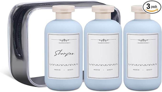 ASEVAT Travel Refillable Shampoo and Conditioner Bottles - 10 oz Plastic by ASEVAT