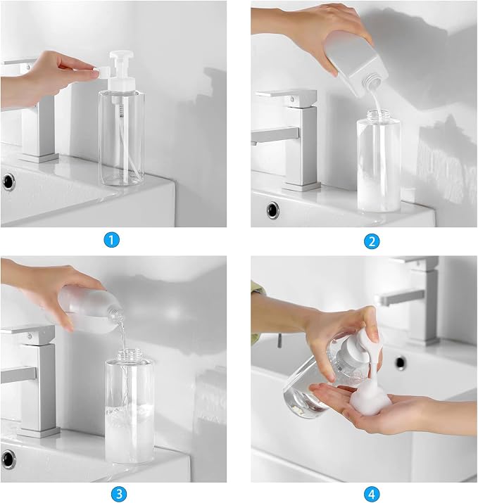 UUJOLY Foaming Soap Dispenser, 17 OZ Refillable Plastic Soap Pump Bottle - Image 6