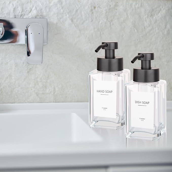 Foaming Soap Dispenser with Stainless Steel Pump, 12oz Refillable Glass Liquid - Image 6