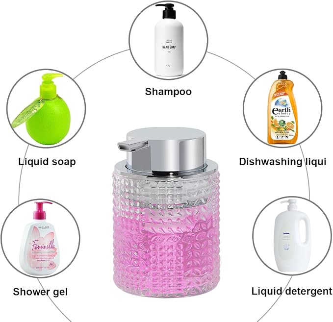 Foaming Hand Soap Dispenser, 10 oz Refillable Clear Glass Foam Soap Dispenser - Image 4