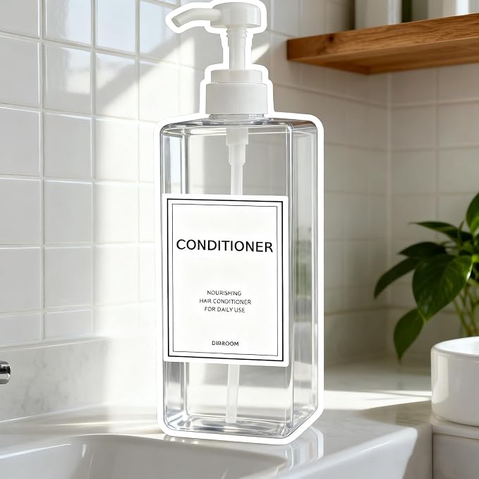 Modern Shampoo and Conditioner Dispenser Refillable Pump Bottle Set Empty - Image 5