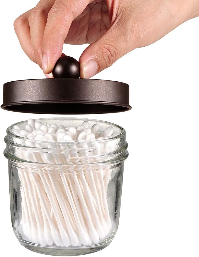 Amolliar Mason Jar Bathroom Accessories Set -Bronze-Lotion Soap Dispenser&Qtip - Image 5
