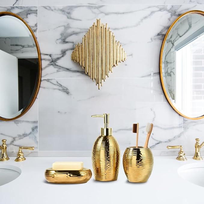 Gold Bathroom Accessory Set - Image 3