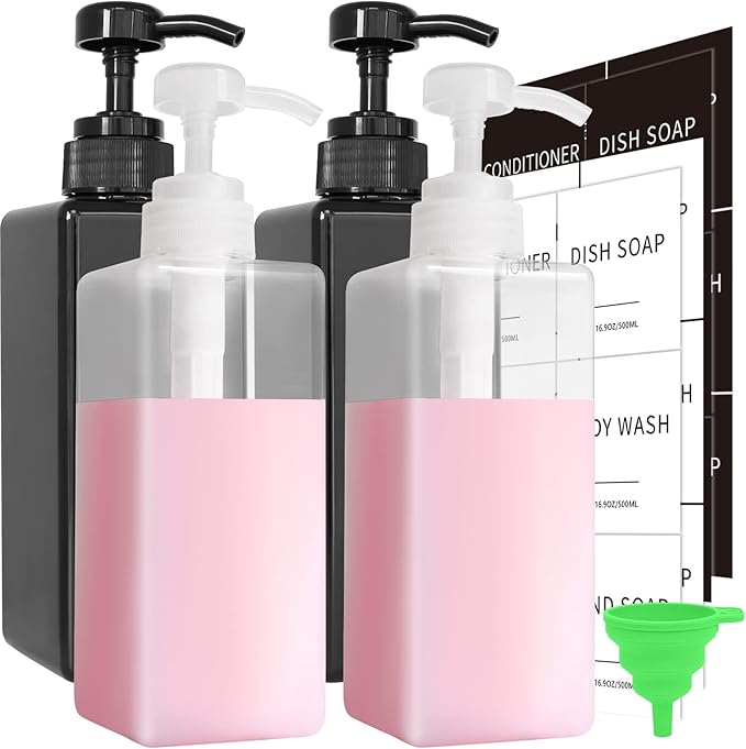 Soap Dispenser with Waterproof Labels, Thickened Plastic Hand Soap Dispenser by Lewistin