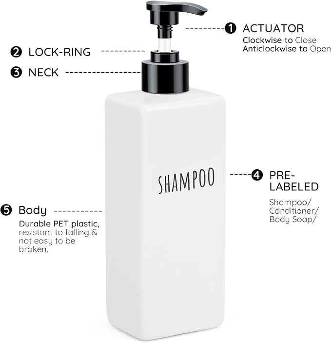 Segbeauty 16.9oz Shampoo and Conditioner Dispenser, 500ml Plastic Square Soap - Image 2