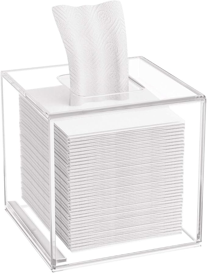 HIIMIEI Acrylic Tissue Box Cover 5.4x5.4x5.4'' Clear Tissue Holder Napkin by HIIMIEI