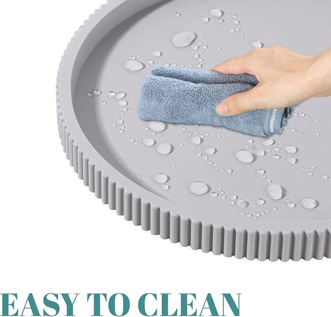 Silicone Bathroom Tray Round Kitchen Counter Organizer Decorative Vanity - Image 4