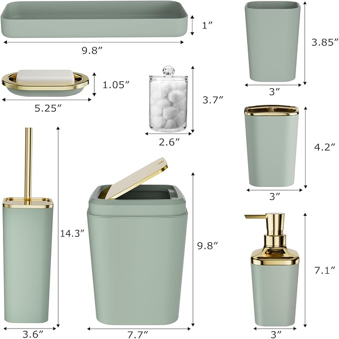 Bathroom Set, Sage Green Bathroom Accessories Set - Image 9