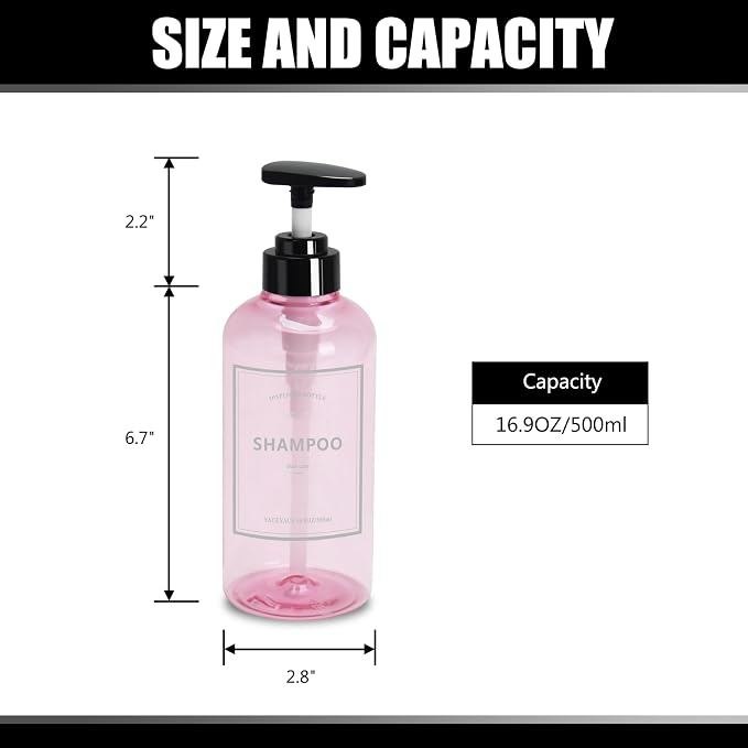 Shampoo and Conditioner Dispenser Set, YACEYACE 3Pcs 16.9oz Shower Dispenser - Image 3