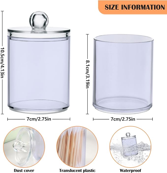 Lavender Qtip Holder Organizer Dispenser Cotton Swabs Cans Plastic Jars - Image 3