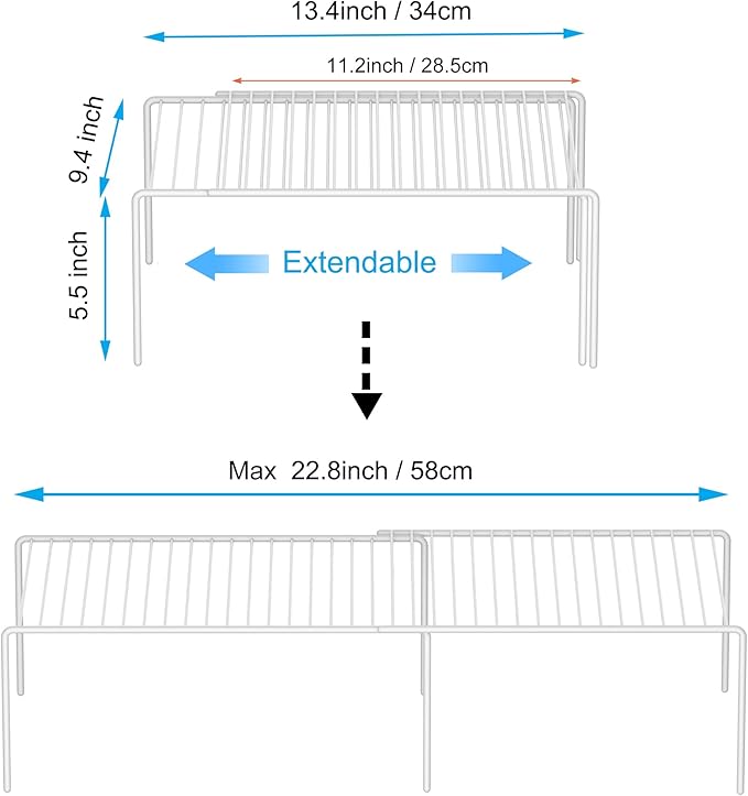 iPEGTOP Set of 2 Expandable Kitchen Cupboard Organiser, 4-Piece Adjustable - Image 2