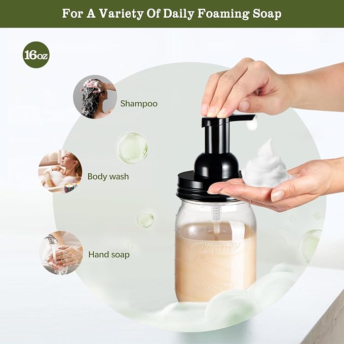 Amolliar Plastic Mason Jar Foaming Soap Dispenser - Image 3