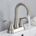Lead-Free Commercial 2-Handle Brushed Nickel Bathroom Sink Faucet, 360° Swivel by VALISY