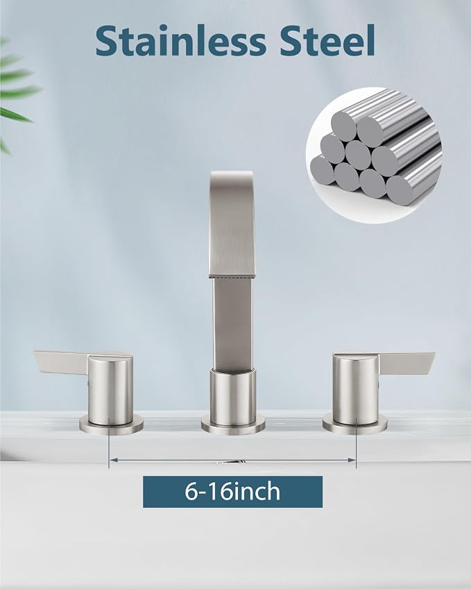 Aolemi Bathroom Faucets 3 Hole, 8 Inch Widespread Waterfall Bathroom Sink Faucet - Image 4