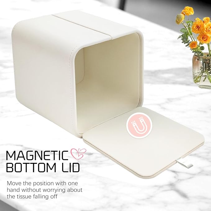 Tissue Box Holder Square PU Leather Stylish Facial Tissue Box - Image 2