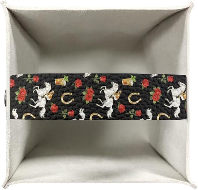 Rose Racing Horse Decorative Tissue Box Cover, Waterproof PU Leather Square - Image 3