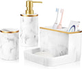 Shinowa Bathroom Accessories Set, Marble Look Toothbrush Holder and Soap by Shinowa
