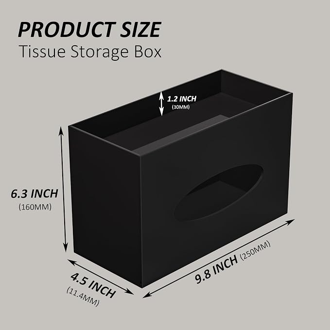 Black Acrylic Tissue Box Cover Rectangular, Acrylic Tissue Dispenser - Image 2