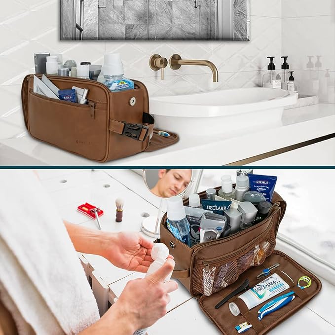 PAVILIA Toiletry Bag for Men, Travel Essentials Shaving Dopp Kit, Mens Travel - Image 5