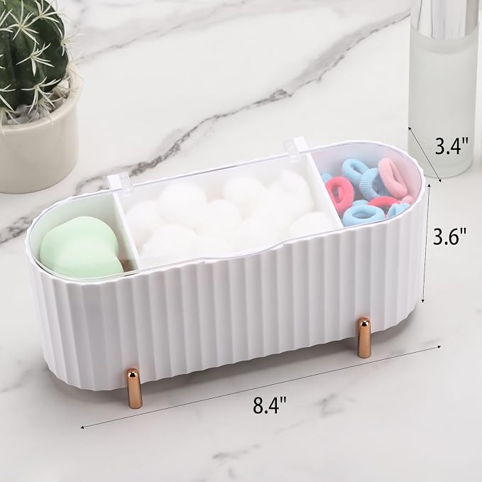 Tecbeauty Qtips Holder, 3 Grids Separate Cotton Swabs Ball Dispenser, Storage - Image 8