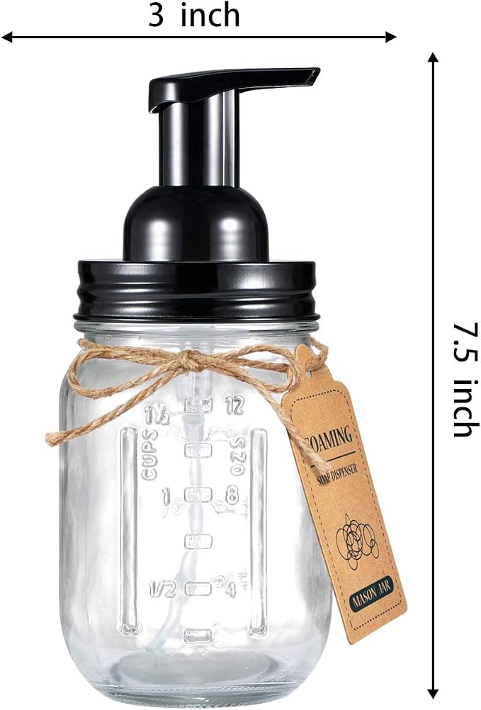 Amolliar Mason Jar Foaming Soap Dispenser, Rustproof Stainless Steel Lid - Image 8