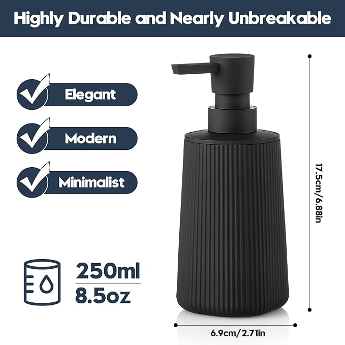 Small Soap Dispenser for Bathroom and Kitchen, Modern Farmhouse Striped Style - Image 6