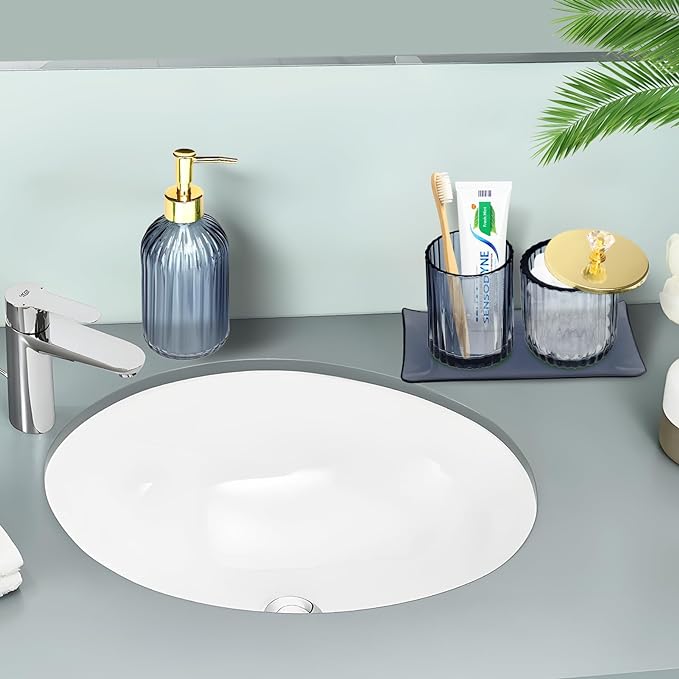 Haturi Bathroom Accessories Set, Toothbrush Holder, Apothecary Jar, Vanity Tray - Image 3