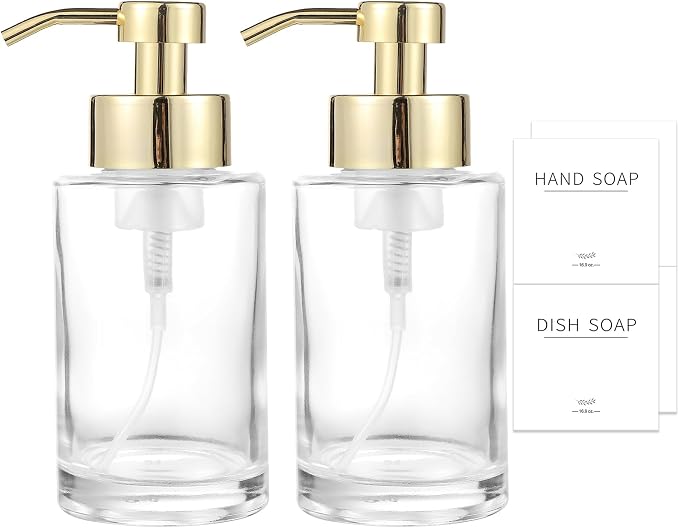 Foaming Soap Dispenser Set, 12 Oz Glass Hand Soap Dispenser by JiatuA