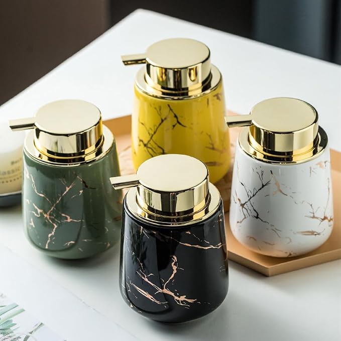 Marble Foam Soap Dispenser for Bathroom, Chic Ceramic Bottle - Image 3