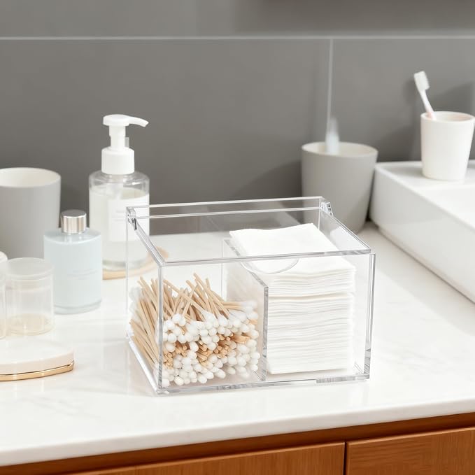 Clear Acrylic Cotton Swab Ball Holder Qtip Organizer - Image 5