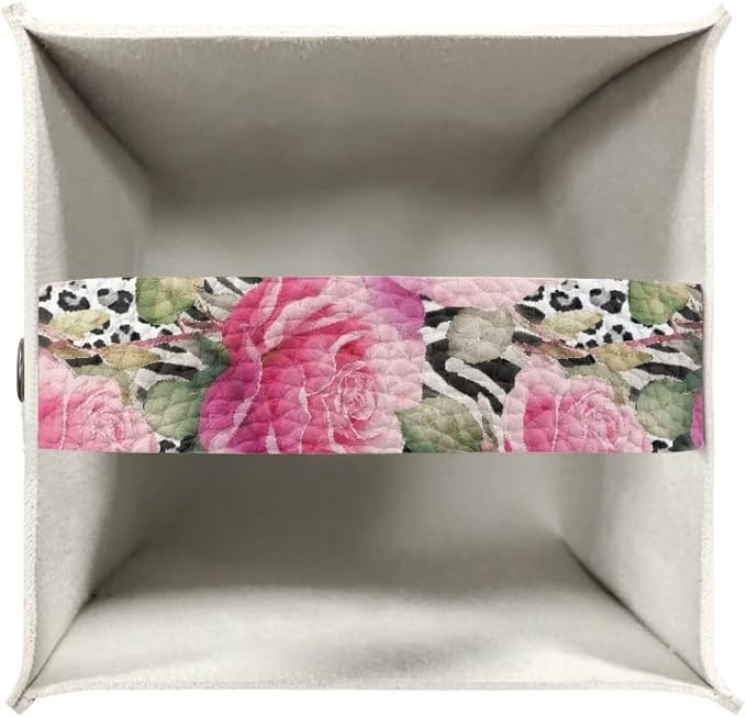 Rose Leopard Decorative Tissue Box Cover, Waterproof PU Leather Square Holder - Image 3