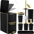 Black Bathroom Accessories 8 Piece Black and Gold Bathroom Set, Bathroom by BetterbathroomwithXLHOME
